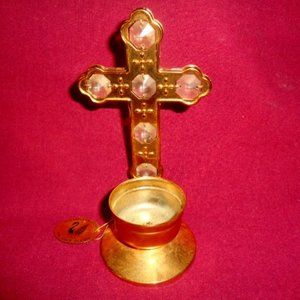 Mascot Austrian Crystal Candle, 24K Gold Plated